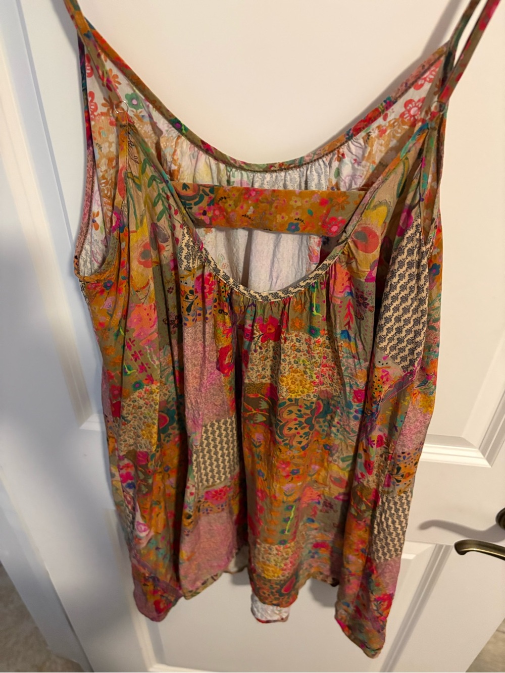 NATURAL LIFE Patchwork Floral Slip Cover-Up Dress in Orange & Pink M - Picture 8 of 8